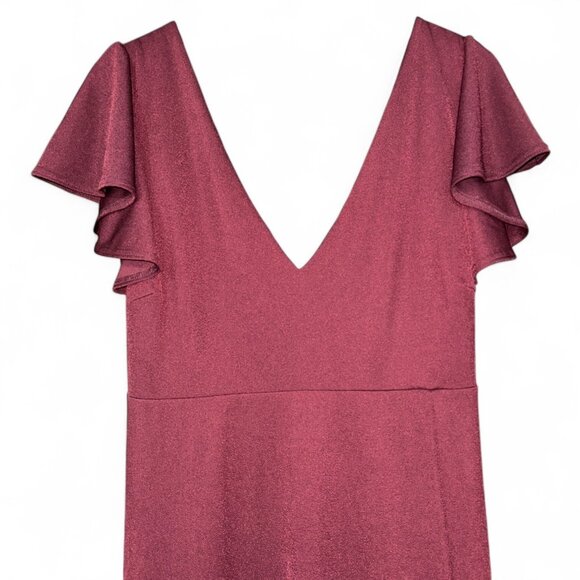 Birdy Grey Flutter Sleeve Empire Gown / Size 1X / Burgundy Bridesmaid Dress - Picture 1 of 10
